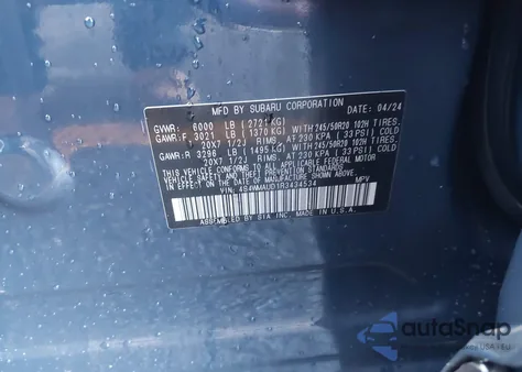 2024 Subaru Ascent Limited 7-Passenger z USA, uszkodzony, nr VIN 4S4WMAUD1R3434534